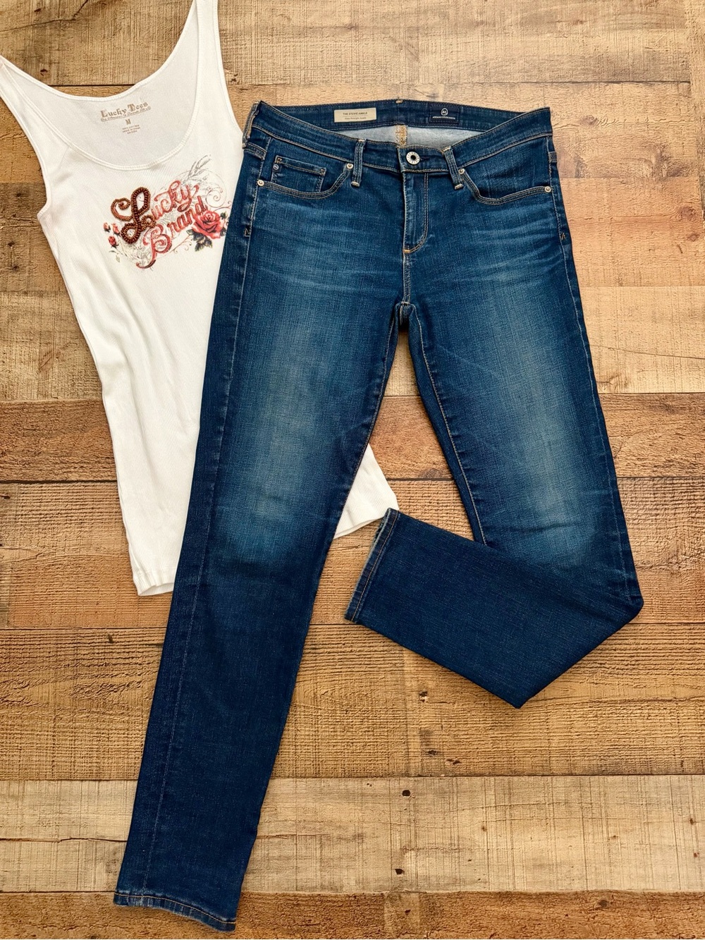 AG The Stevie Ankle Jeans Dark/Medium Wash (27.75" Length)